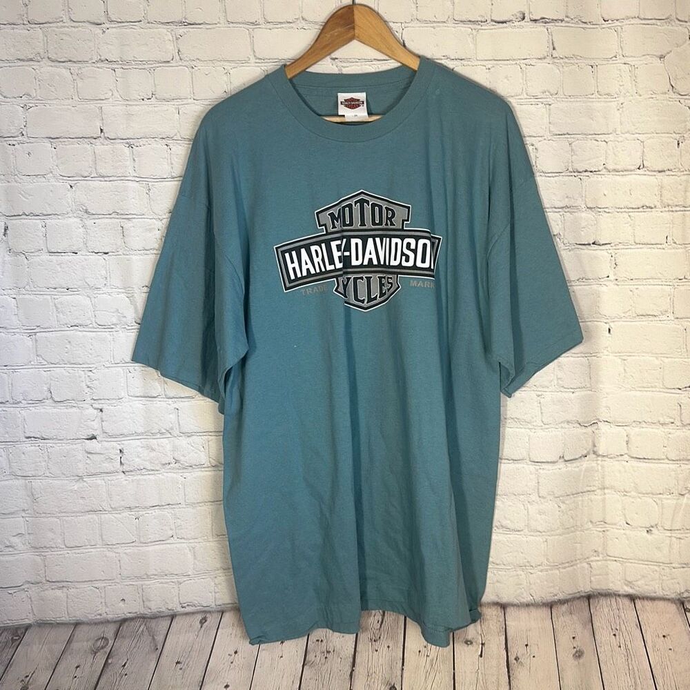 Harley Davidson Gettysburg Blue green Short Sleeve Tshirt  size XXL 2XL